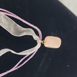 ✨️ Pink‎ Stone Pendant with Ribbon Necklace